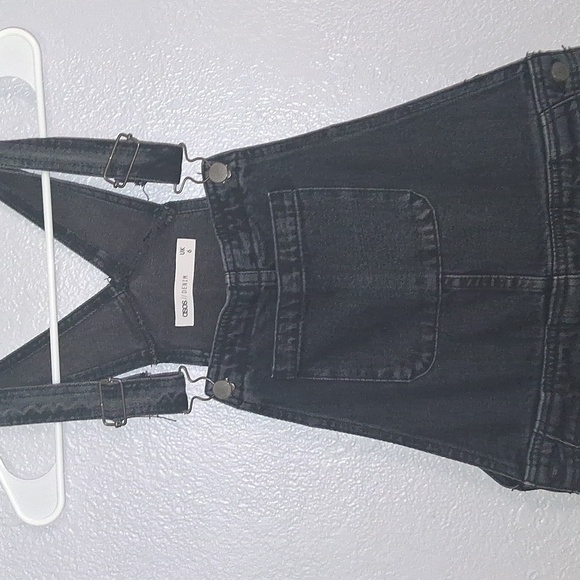 Asos Design Black Denim Overalls Straight Leg 6 - Picture 3 of 6